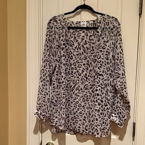 CAbi Women's Animal Print Blouse - Black and White
